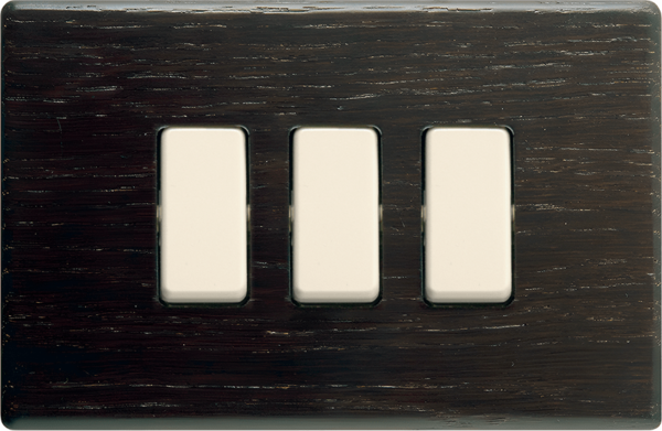 PLACCA TRE FORI IN VERO LEGNO SERIE CLICK WENGÉ