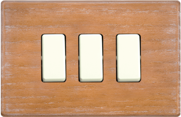 PLACCA TRE FORI IN VERO LEGNO SERIE CLICK ROVERE SBIANCATO