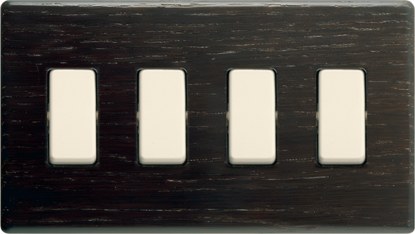 PLACCA QUATTRO FORI IN VERO LEGNO SERIE CLICK WENGÉ