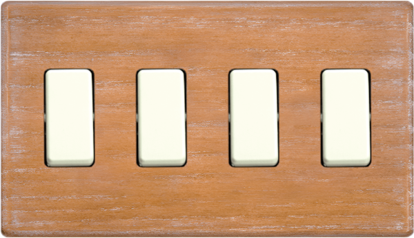 PLACCA QUATTRO FORI IN VERO LEGNO SERIE CLICK ROVERE SBIANCATO